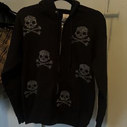 Rhinestone Skull Zip Up
