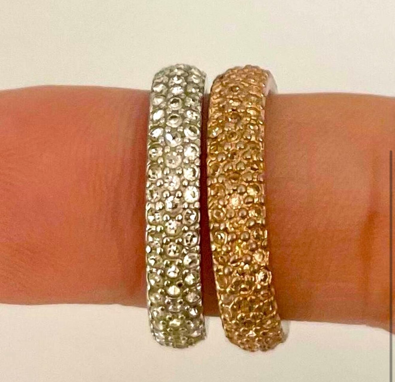 High-quality zircon 2 pave stacked bands size 5.5