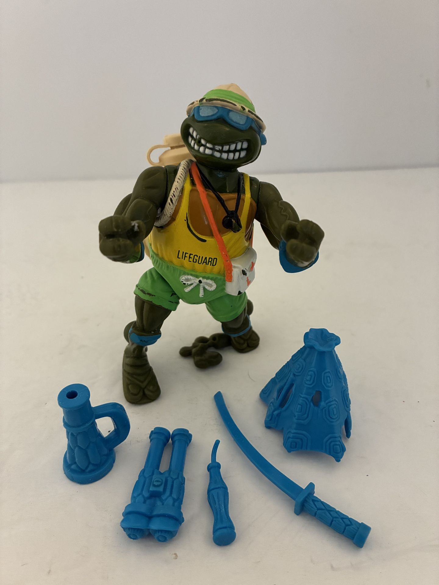 Vintage TMNT Lifeguard Leo Sewer Spitting Turtle Complete