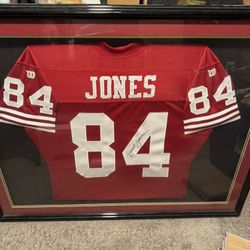 Autograph Brent Jones Jersey In Frame