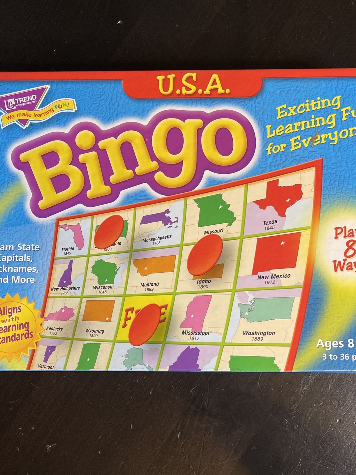 U.S.A. Bingo Game Learn State Capitals Nicknames And More NEW