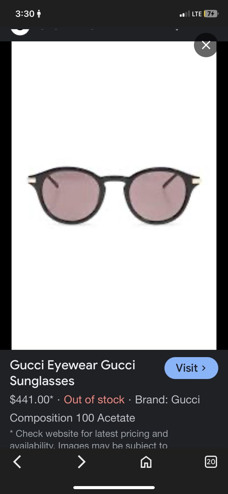 AUTHENTIC gucci Oval Men Glasses
