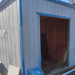 Outdoor  Storage Shed with Blue Trim