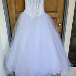 NWT David’s Bridal NT8017 Beaded Satin Sparkle Tulle Ball Gown Wedding Dress 2 