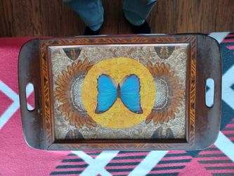 Antique Brazilian butterfly tray