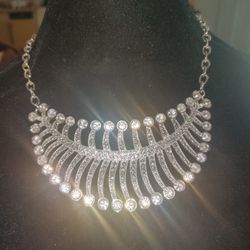 Beautiful Bridal Crystal Choker Necklace 14" Vintage