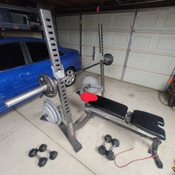 Bowflex Bench Press With Barbell  And Weights