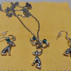 Dalmatian Necklace And Earrings Set