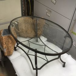 $25 Wrought iron and glass table 3 ft long