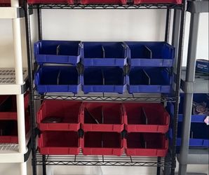 VEVOR Stackable Storage Bins - Blue/Red - Like New (Sets)
