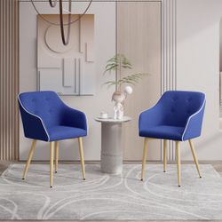 Blue Modern Accent Dining Chairs Set of 2