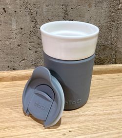*NEW* ELLO Archie Cool Gray Ceramic Silicone Sleeve Travel Coffee Mug Tumbler Cup 12oz