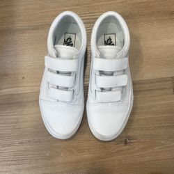 Vans White Velcro Shoes Size 8