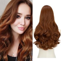ARLA 24” Light Auburn U-Part Clip-In Hair Extensions – Long Wavy Synthetic Full Head Hairpiece