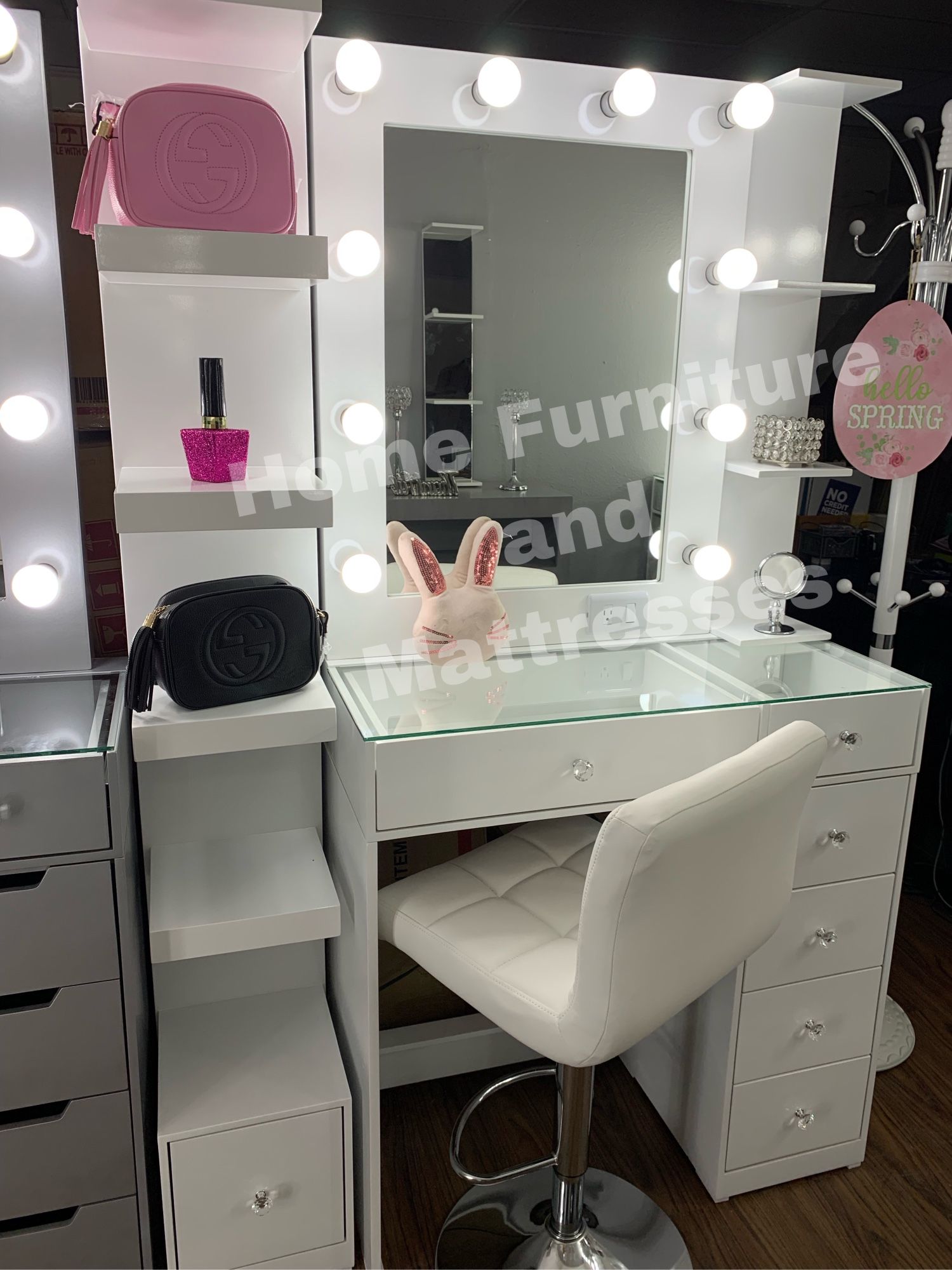 Vanity Mirror Makeup Table. White Organizer Dresser✨New