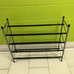 Mainstays 4-Tier Shoe Rack Black Rod, Power Coating Silver, up to 20 Pairs