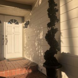 7 Ft. Nice 👍🏼  Spiral Shrub In Ceramic Vase (artificial=NO Need to Water) Pretty Yard Accessory -new Was $279!-see Pic-Get It Here For Cheap👍🏼