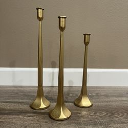 12 Gold Metal Taper Candle Holders 