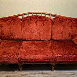 Vintage 1950s Solid Wood Sofa / Couch – Seats 3