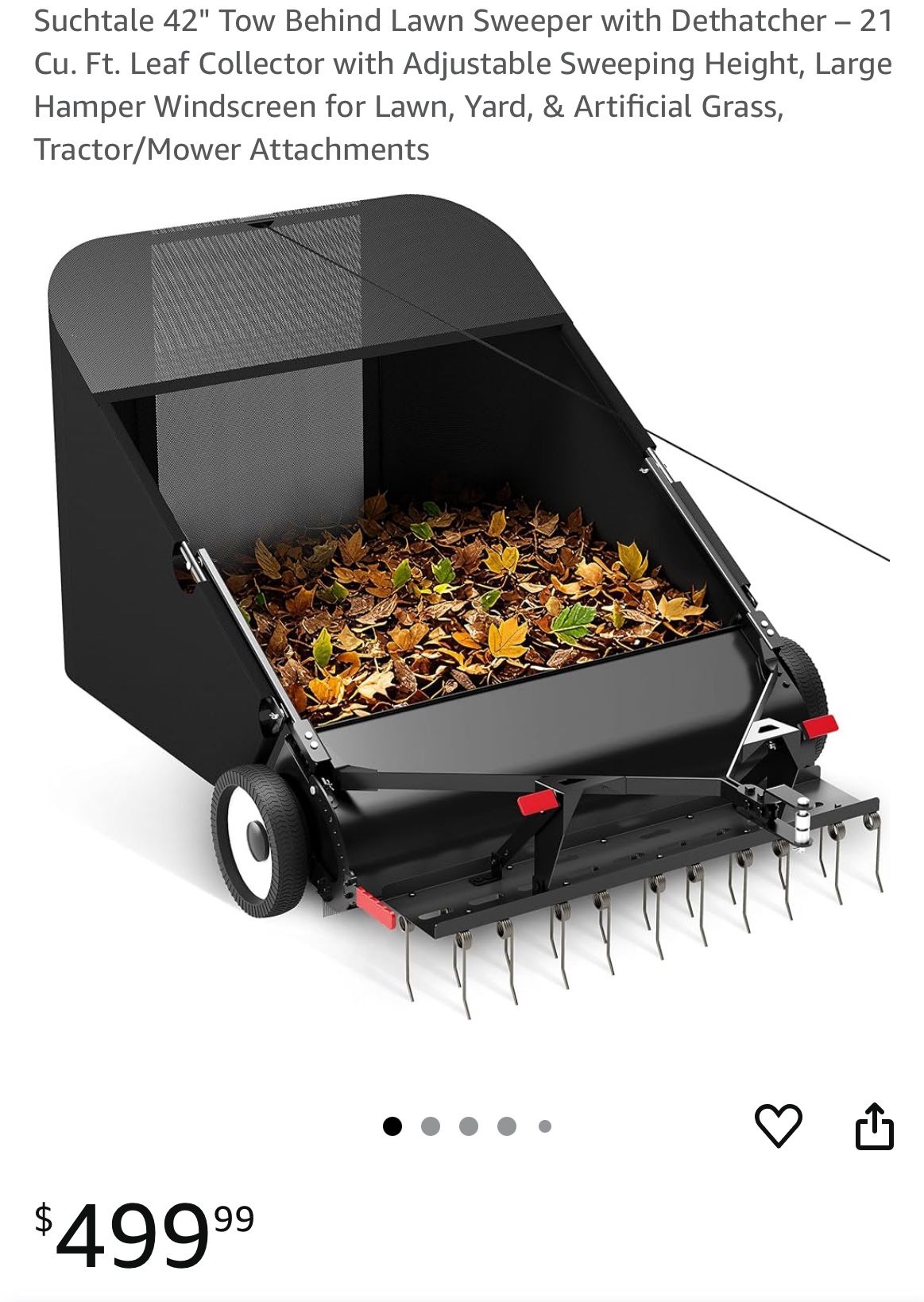 Suchtale 42" Tow Behind Lawn Sweeper with Dethatcher