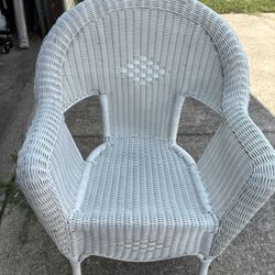 White Wicker Wingback Chair Adult Size 