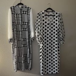 Sz 1xl Curvy Black And White Pencil Dresses