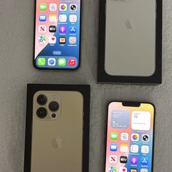 iPhones 13 Pro Apple Factory Unlock one Gold and other Silver Like New I have original box 📦 and charger 🔌 cable Read description please