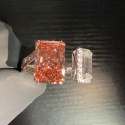 14K White Gold Two-Tone Fancy Vivid Pink Open Ring – 3.71 CTW