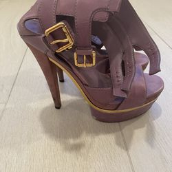 Gucci Purple Gold Gladiator Heels Platform Sandals Size 40