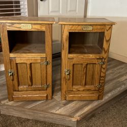 Stained Solid Wood End Tables 