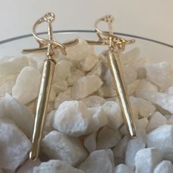 New Gold Plated Sword Earrings 