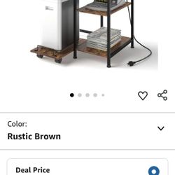 Home Printer Stand with Charging Station, 24x18 Inches Stands for Large Printer, Printer Shredder Stand with Storage for Home Office, Table for Fax Ma