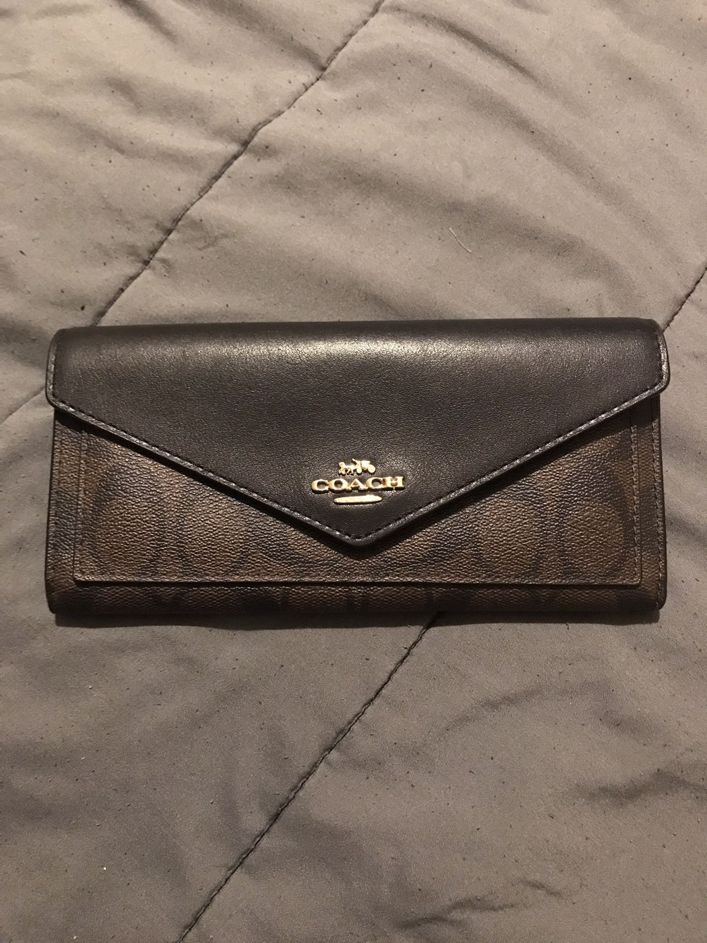 Coach Monogram Slim Envelope Black & Brown Wallet