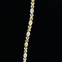 14k gold 8" XO XO Hugs & Kisses diamond cut Bracelet 6.3 grams