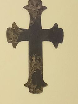 Antique wood Cross with Floral Engraving