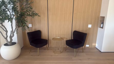 Sitting area two sofas and table