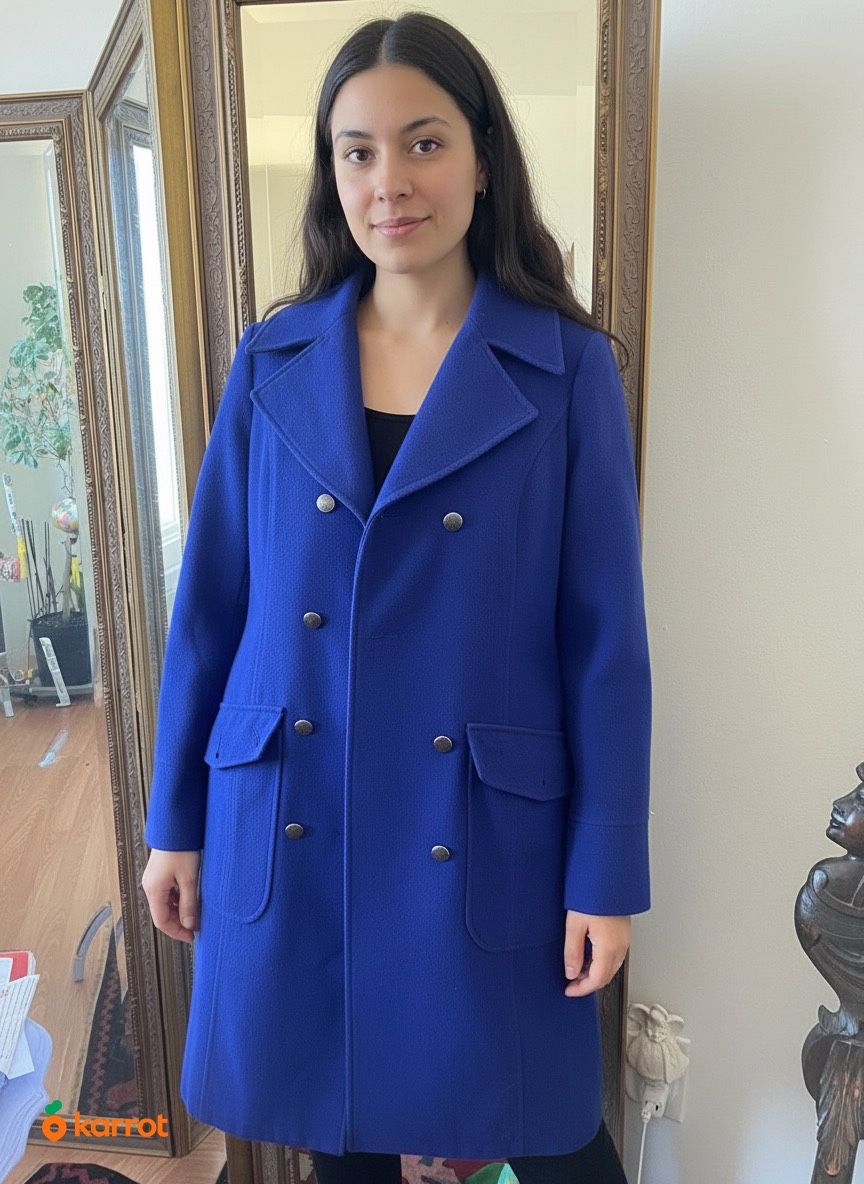 Free People Blue Wool Blend Coat