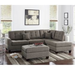 Gorgeous Three Piece Coffee Colored Sectional Set