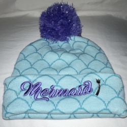 Disney Parks Little Mermaid Ariel Dinglehopper Pom Adult Beanie Knit Cap Hat