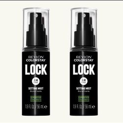2 Pieces Revlon Colorstay 24 Hr Lock Setting Mist, Keeps Face Makeup from Melting & Fading, Mattifying, Blurring & Oil Absorbing Face Spray, Transfer-