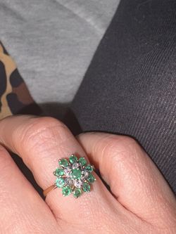 Emerald and diamond 14k ring