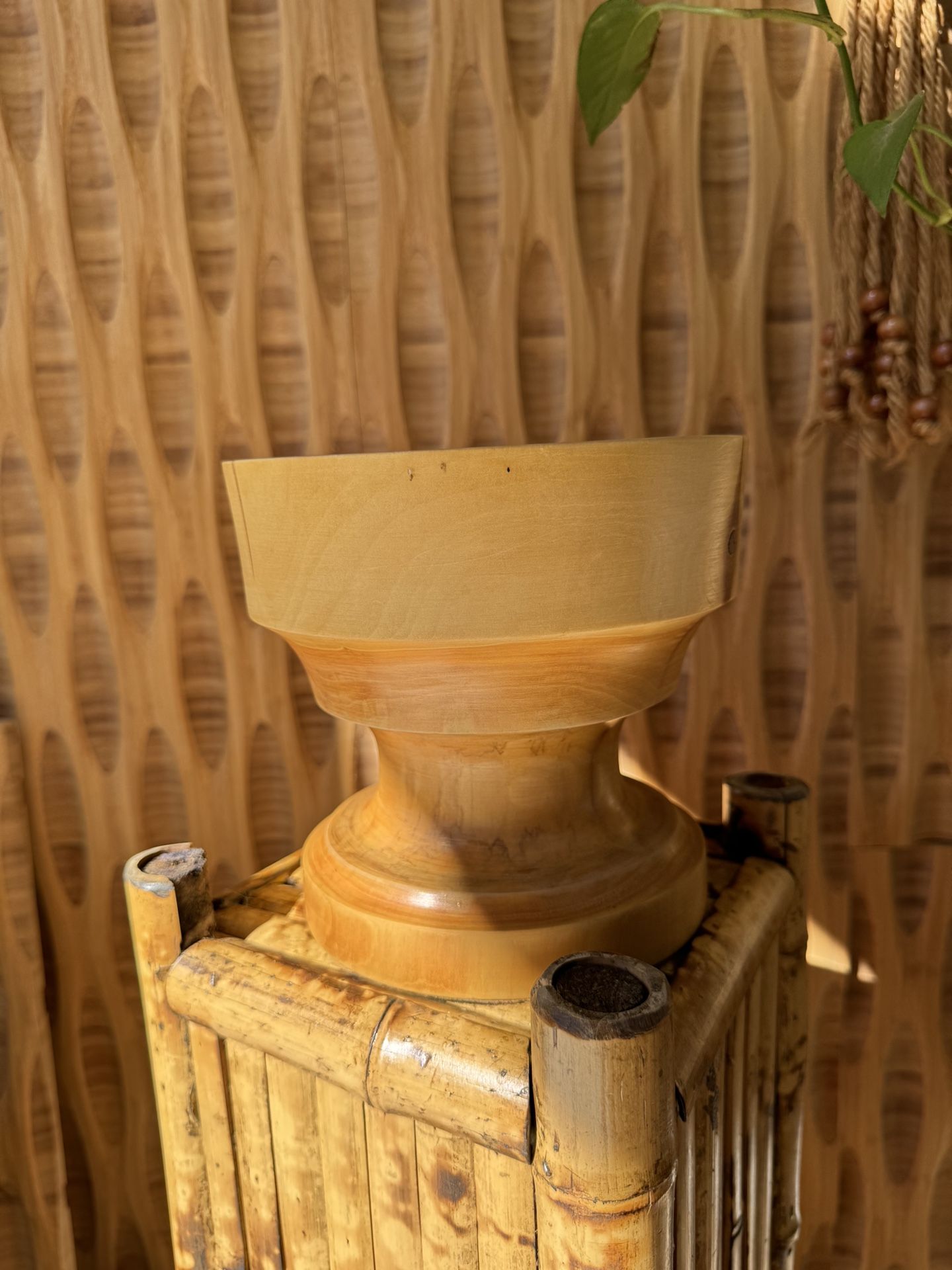 Vintage Boyer Original Aspen Colorado Wood Hand Made Turned Candle Holder Pedestal Riser Stand Pot