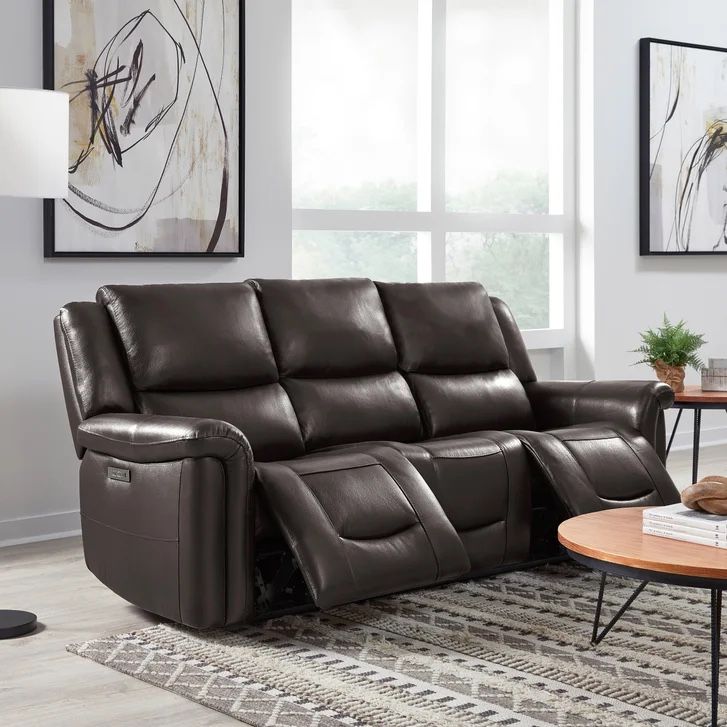 Costco Alba Leather Power Reclining Sofa with Power Headrests $400