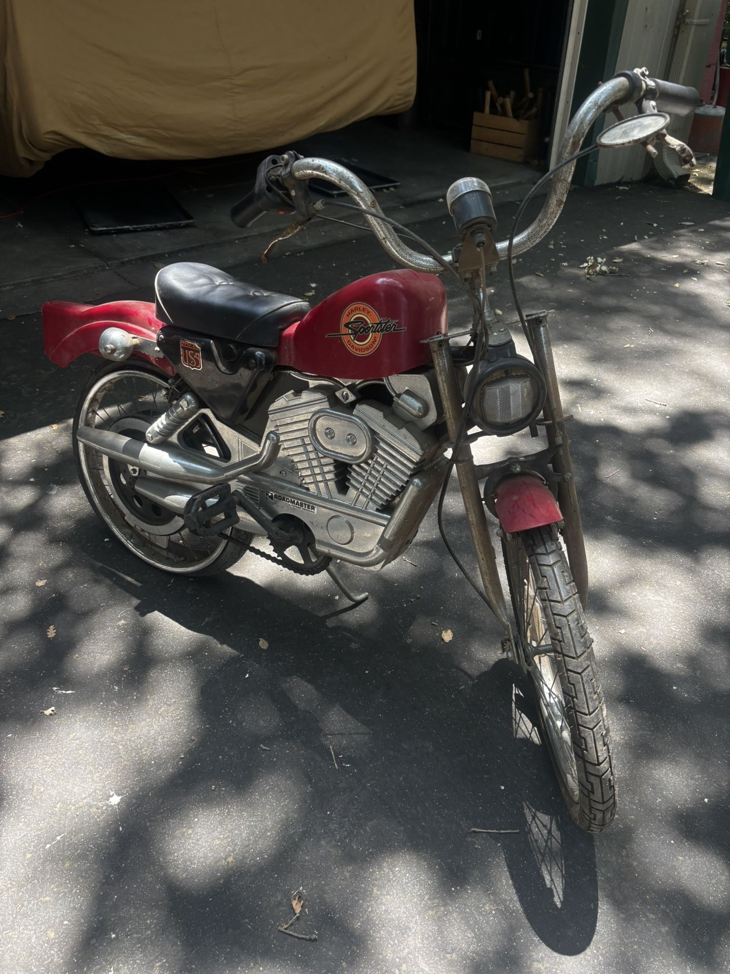 Vintage Harley Davidson, electric mini pedal bike