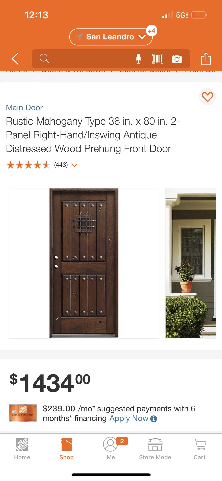 Front Door Rustic Mahogany Type 36 in. x 80 in