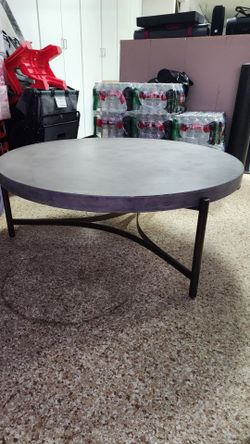 Stratus Grey 49" Wide Round Concrete Top & Metal Base Coffee Table