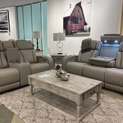 Ashley Leather Power Reclining Sofa Boyington 