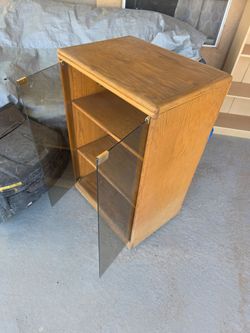 Oak Wood Cabinet with Glass Door