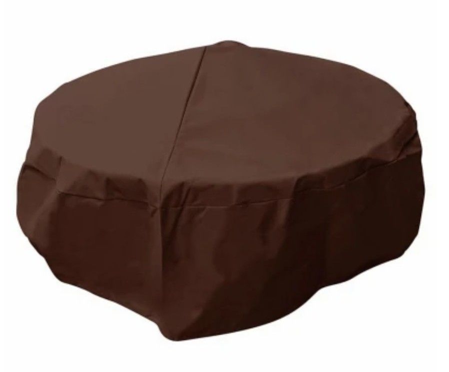 New In Box Mr Bar B Q Dark Brown BRN RND 38" dia x 18" H Firepit Cover 07844BBGD