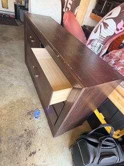 Dark Brown Wood Dresser with Drawers